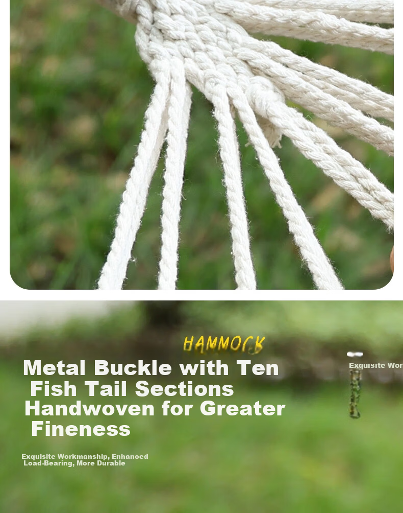 Ansell Portable Outdoor Double Hammock Thickened Wide Durable High Load Swing Hammock 8K00267 11