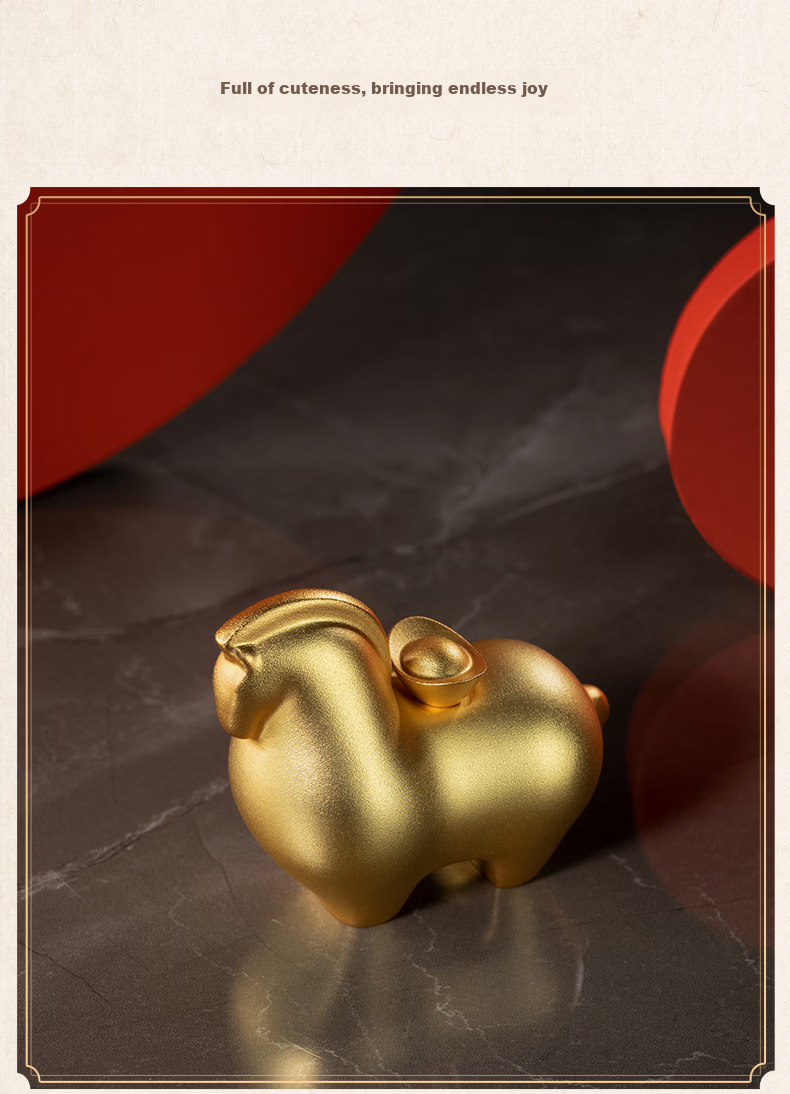 Master Tong "Instant Wealth" Desktop Real Gold Plated Horse Ornament Home Decoration Festival Gift 5
