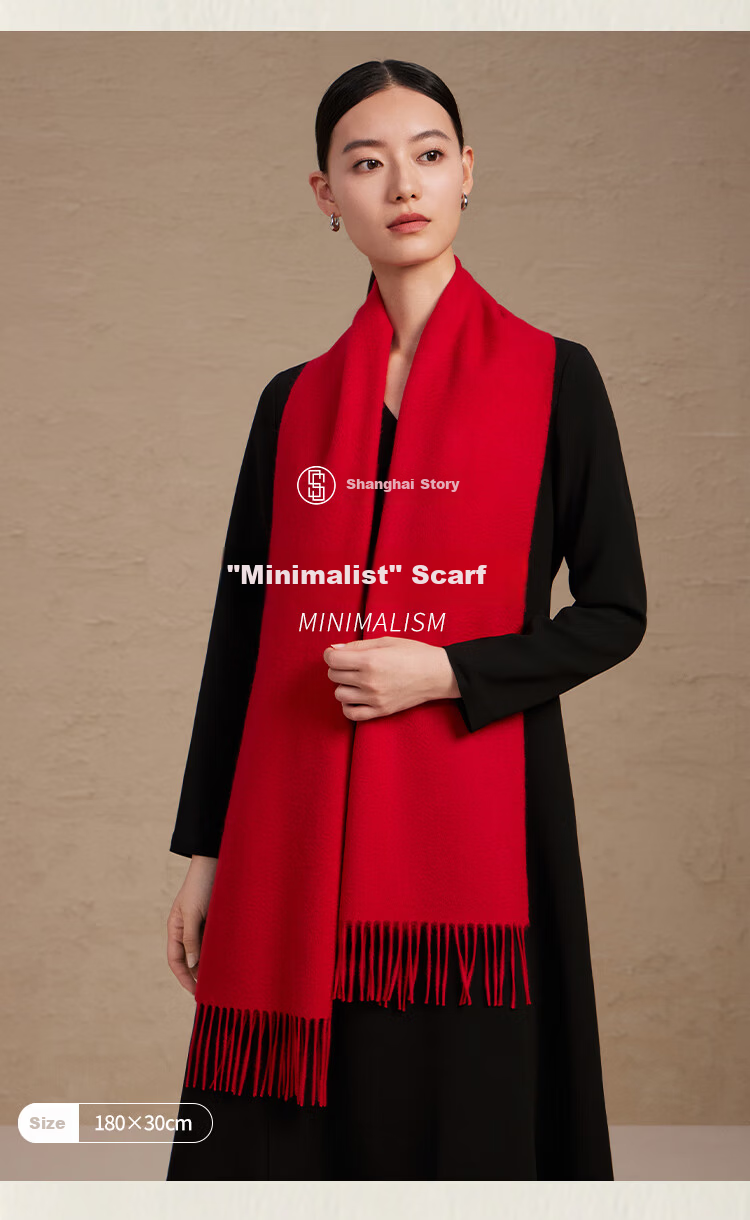 Shanghai Story Classic Couple 100% Wool Warm Red Scarf Neck Warmer Year of the Horse Zodiac New Year Birthday Gift Box Set 6