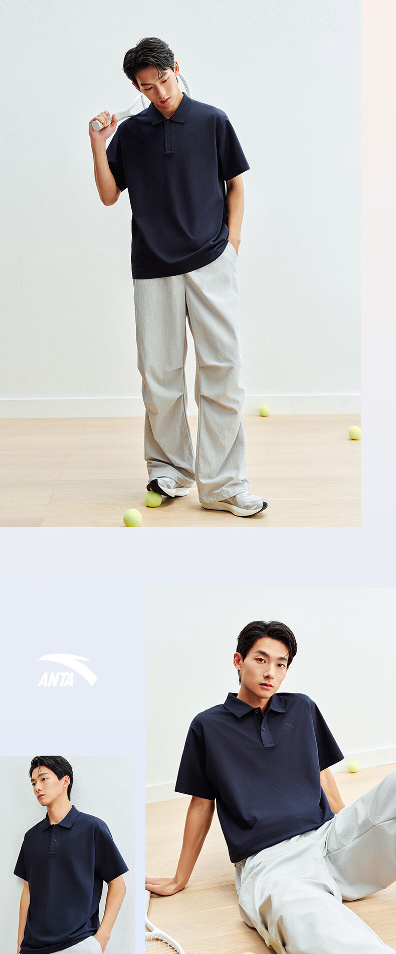 Anta Xingdong Polo | Casual Collared Short Sleeve Men's Summer Quick-Dry Business Commuter Colorful Polo Shirt Top 9
