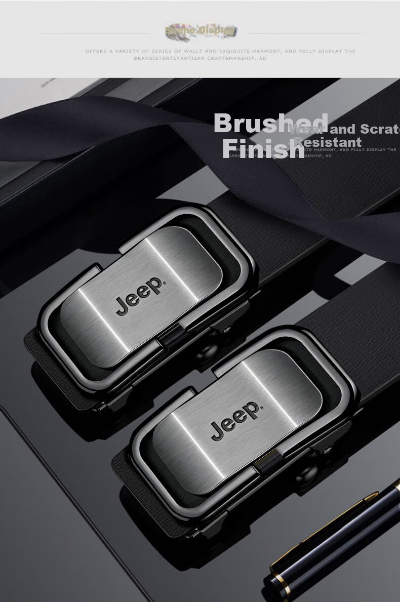 JEEP Men's Genuine Leather Automatic Buckle Toothless Inner-Wear Waist Belt 2026 New Father's Day Gift for Dad 14