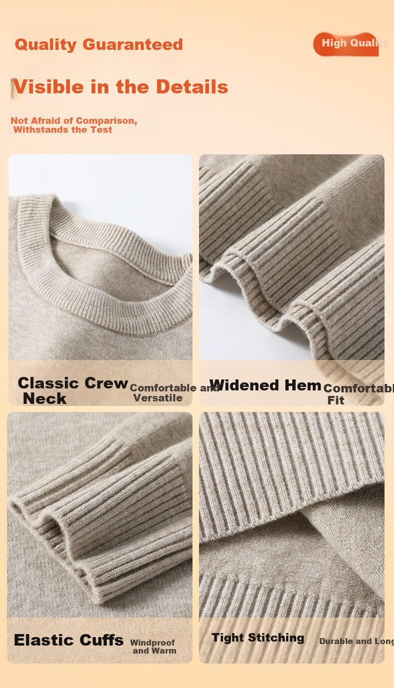 JEEP SPIRIT Heavyweight Thickened Crew Neck Sweater Men Winter Warm Soft Knit Casual Durable Premium Innerwear 7