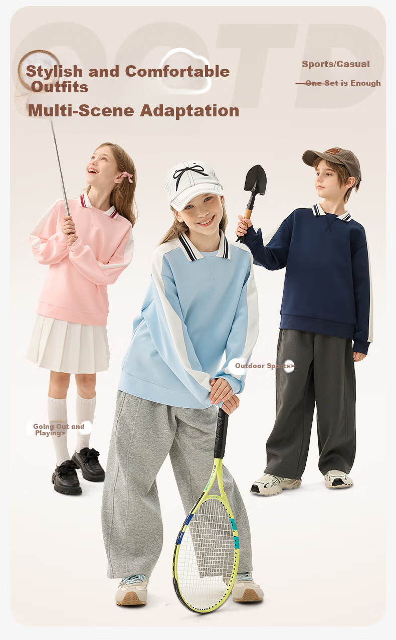 Baleno Kids Hoodie 2025 New Fashionable Colorblock Polo Shirt for Boys and Girls Autumn Sportswear for Older Children 4