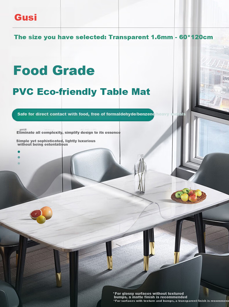 Gusi Coffee Table Mat Waterproof Oil-Resistant Soft Glass Table Protector Dining Table Mat TV Cabinet Countertop Protector Pad 2