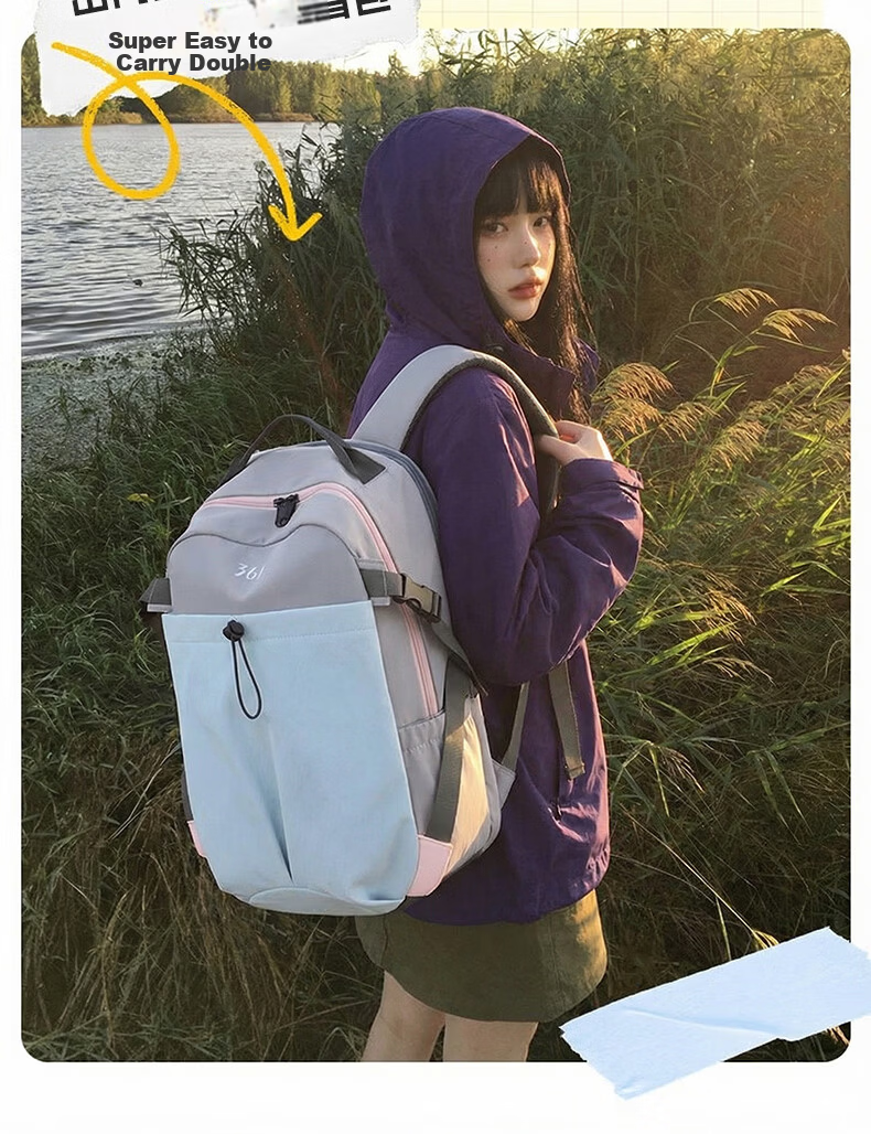 361° Outdoor Sports Backpack Laptop Bag Travel Lightweight Hiking Bag Student School Bag Large Capacity Double Shoulder Backpack 8