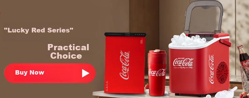 Coca-Cola Home Use Small Fully Automatic Ice Maker with One-Touch Cleaning, Adjustable Bullet and Large Ice Cubes, Mini Dormitory Ice Machine 1.1L 2