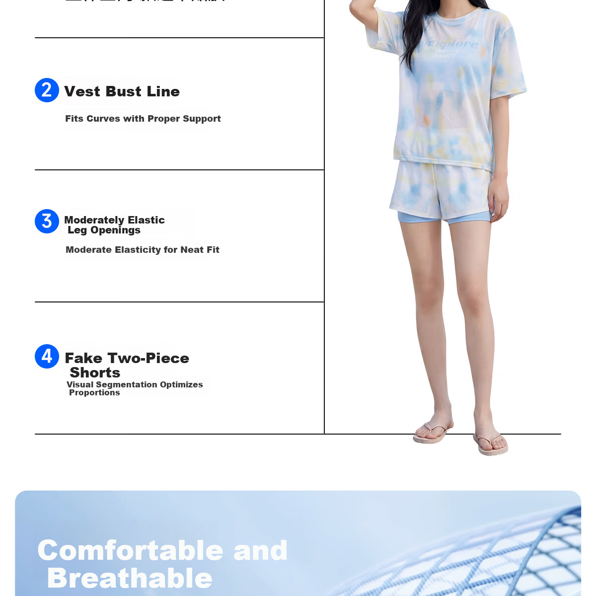 361° Women's Three-Piece Swimsuit Set Loose Plus Size Slimming Beach Swimming Diving Vacation Swimwear Hot Spring 6