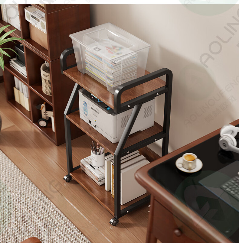 Olynp Wind Floor Storage Rack Printer Stand Multi-layer Mobile Storage Shelf Simple Host Rack 15