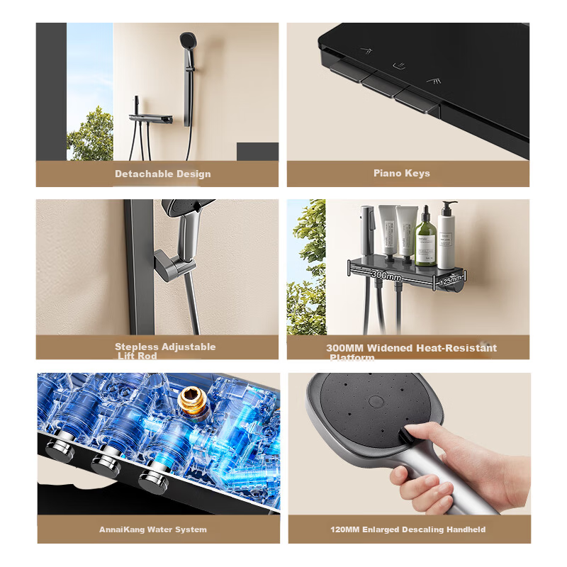 HEGII Shower Set Y55 Lightweight Facial Piano Key Storage Small Bathroom Shower Set HMF938-21
