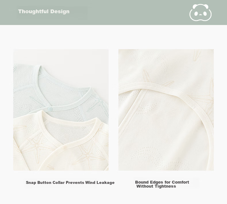 Guaiqi Bear Infant 3/4 Sleeve Tie-Closure Monk Suit Modal Half-Back Shirt Newborn Baby Delivery Room Seamless Summer Top 11
