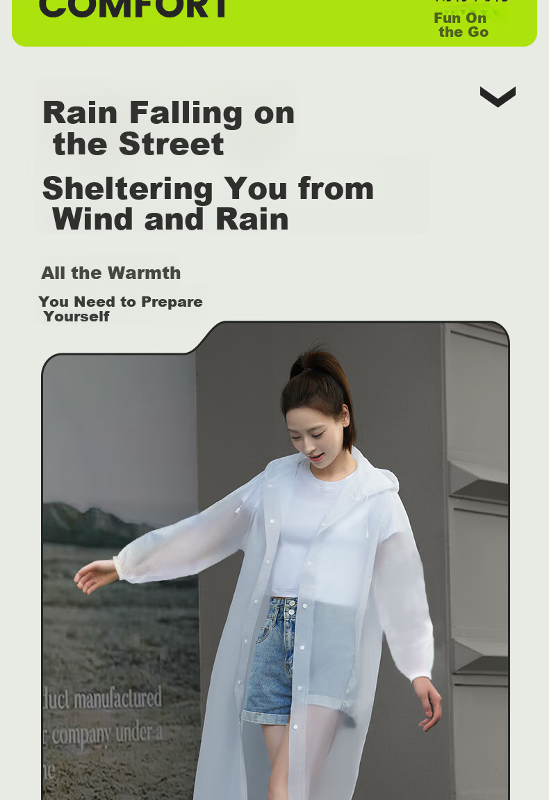 Qihaiqiu Disposable Raincoat Thickened Large Portable Cycling Mountaineering Travel Long Hooded Rain Poncho 1 Piece 6