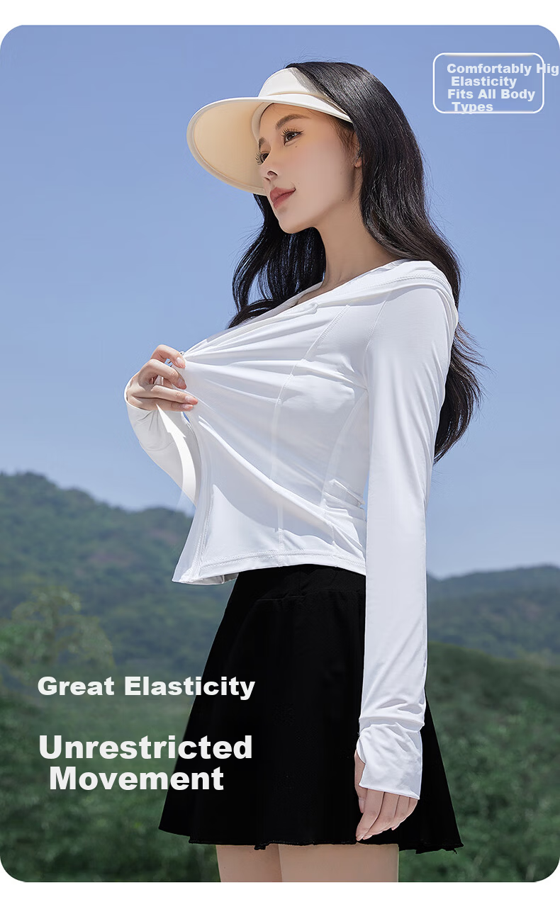 Langsha Women's Slim Fit UV Protection Sun Jacket Summer New Cool Feeling Ice Silk Sunscreen Coat for Petite Yoga 9