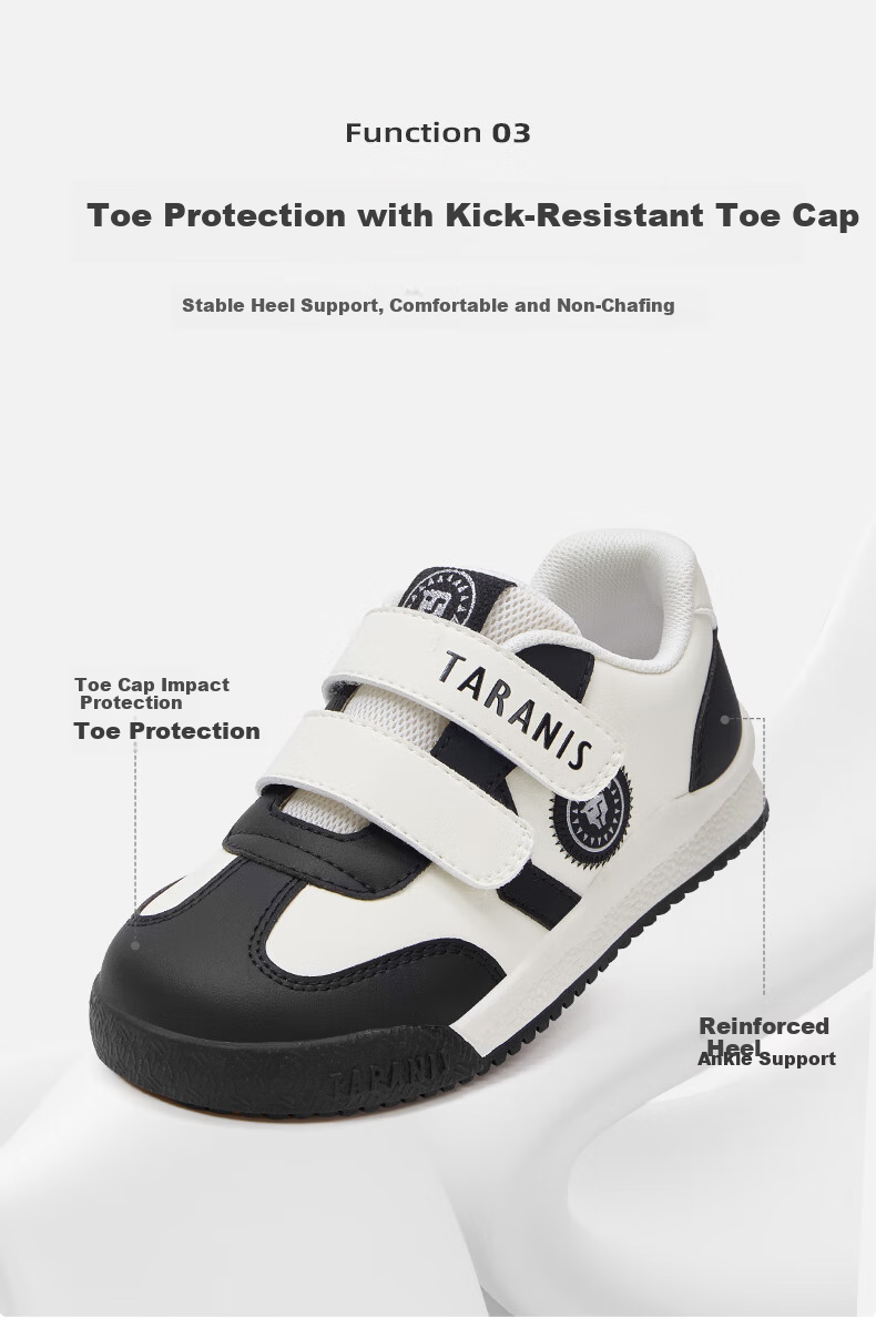 TARANIS Spring Children's Sports Shoes Unisex Kids Versatile White Sneakers for Older Children Training Skate Shoes White Size 25 4