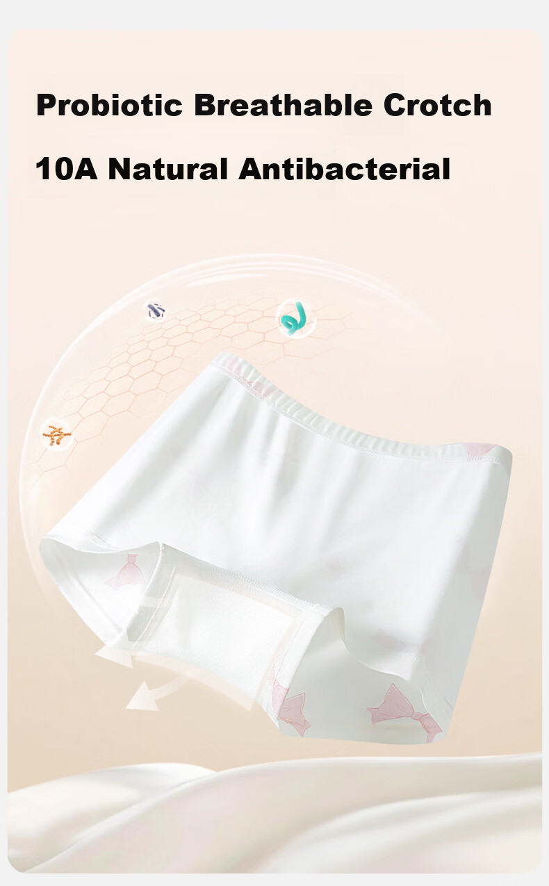 Hodo Kids Girls' Soft Breathable Boxer Briefs 3-Pack with Bow, Size 110 7