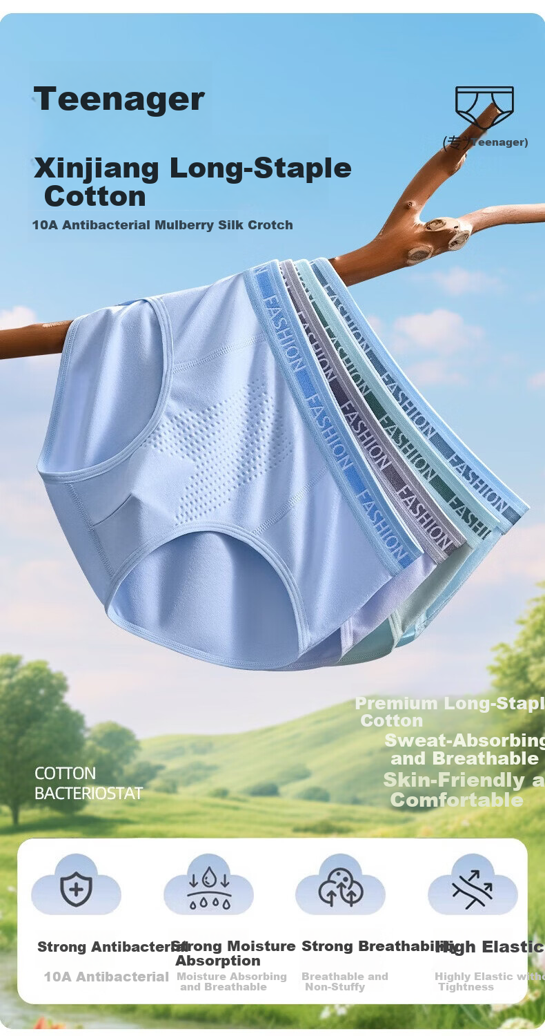 Dingguagua Boys' Cotton Briefs for Adolescents, Youth Period, High School Students, Children's Triangle Underwear 4