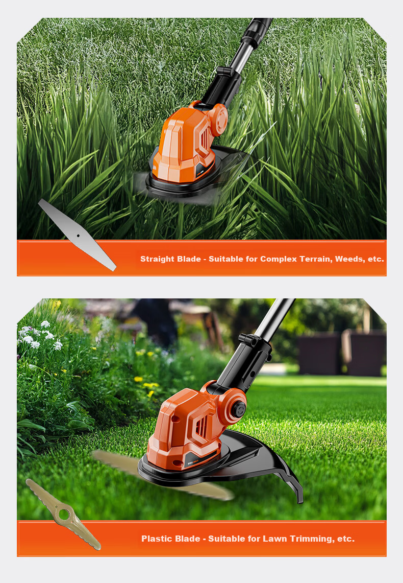 Quiet Bear Electric Lawn Mower Rechargeable Lithium Battery Fully Automatic High Power Garden Lawn Grass Trimmer 15