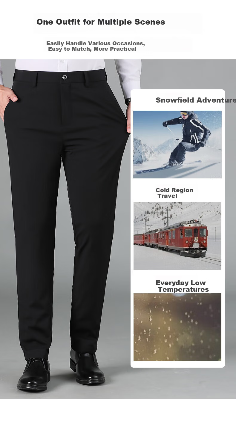 YAYA Men's 90% Goose Down Insulated Winter Suit Pants Thick Fleece Lined Straight Leg Trousers 8