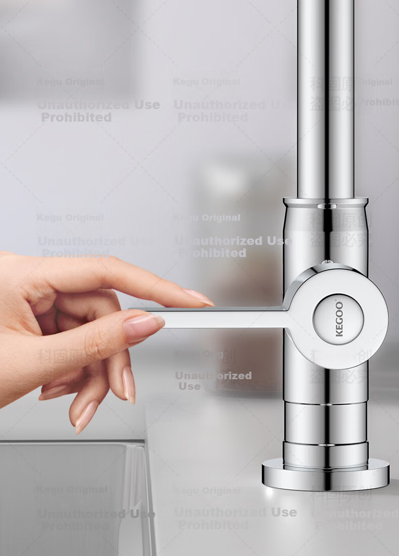 KEGOO Kitchen Single Cold Water Faucet Sink Basin High-Arc Rotatable Tap K2041 10