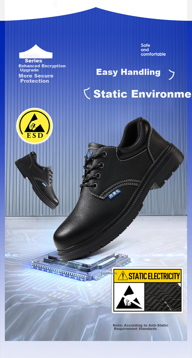 BlueOwl Shield Men's Breathable Durable Anti-Static Waterproof Anti-Smash Toe Anti-Puncture Worksite Safety Shoes D005A-1 Size 44 4