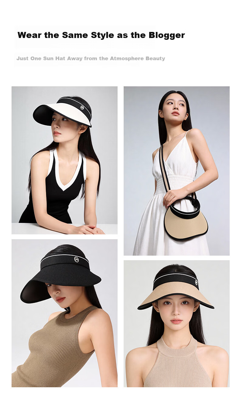 GOLOVEJOY High-Top Sun Protection Hat for Women Summer UV Protection Outdoor Cycling Sun Hat White 2