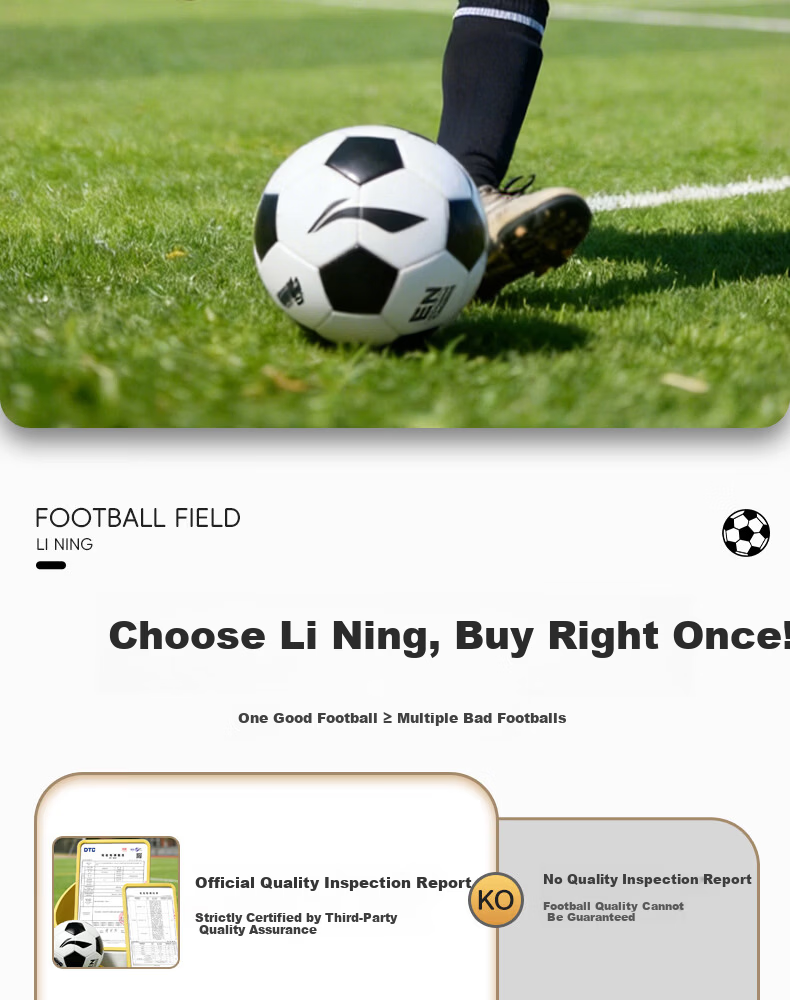 Li-Ning Football Size 5 Match Training Standard Ball Durable Adult and Student Soccer Ball for Primary and Middle School Exams 3
