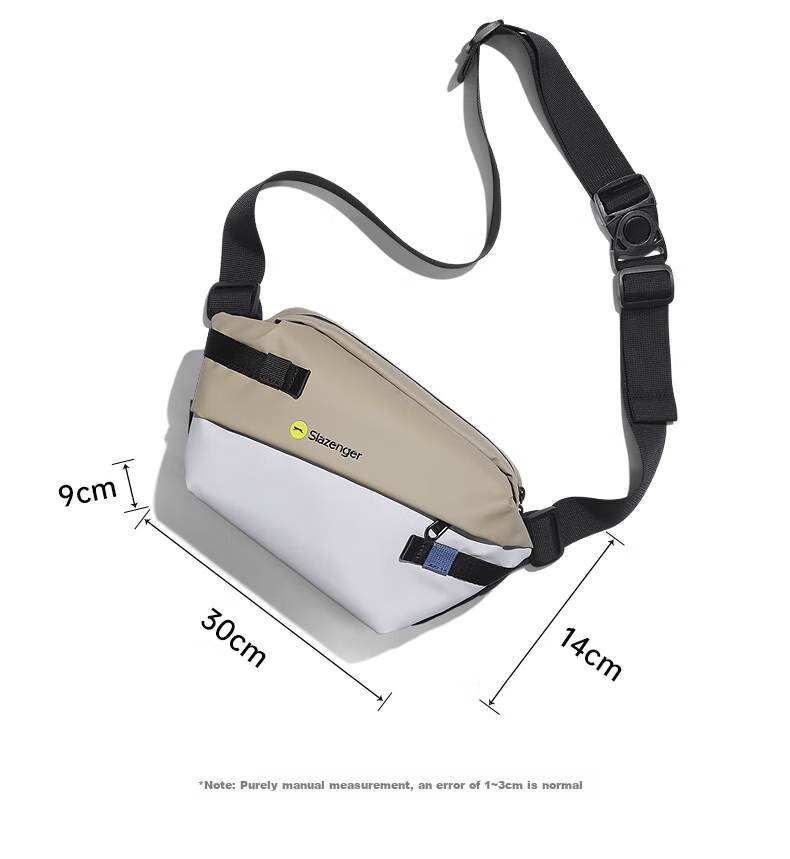 Slazenger Trendy Men's Leather Coated Crossbody Bag Large Capacity Sports Casual Waist Bag Cycling Functional Chest Bag 3
