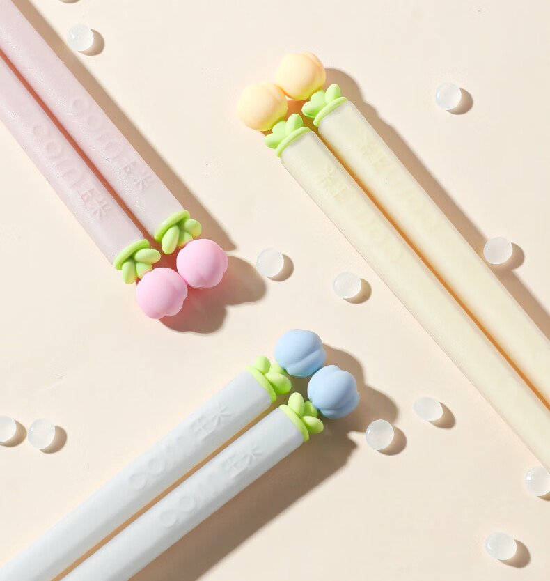 CORN Corn Children's Silicone Chopsticks Baby Chopsticks for 3-Year-Old Kids Household Use for 6-12 Years Kindergarten Exclusive One Pair Per Child 3