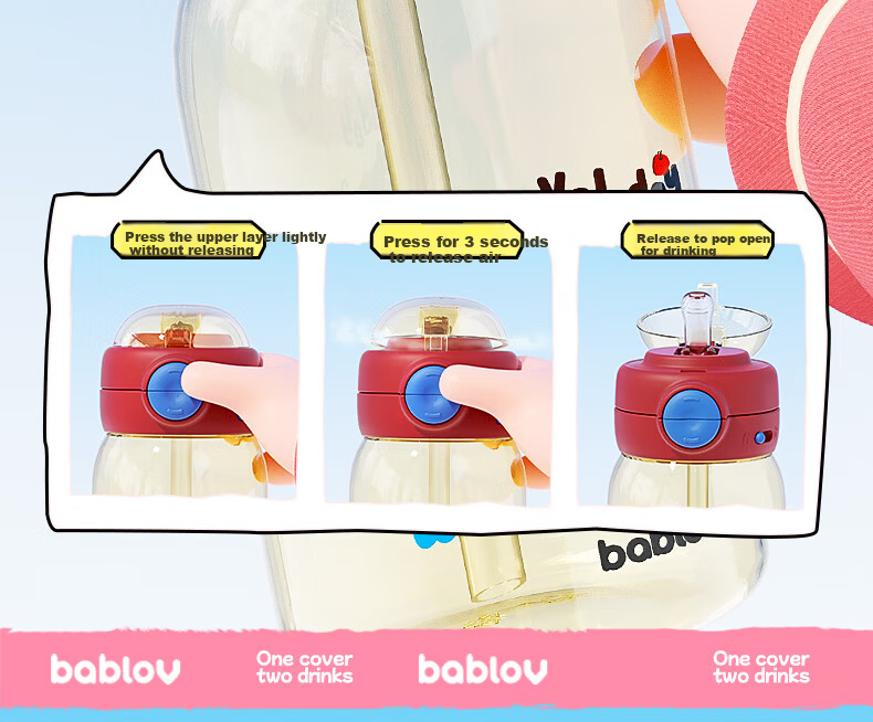 BABLOV Children's PPSU Straw Cup Student School Use Summer Portable High-Value Cup Kindergarten 10