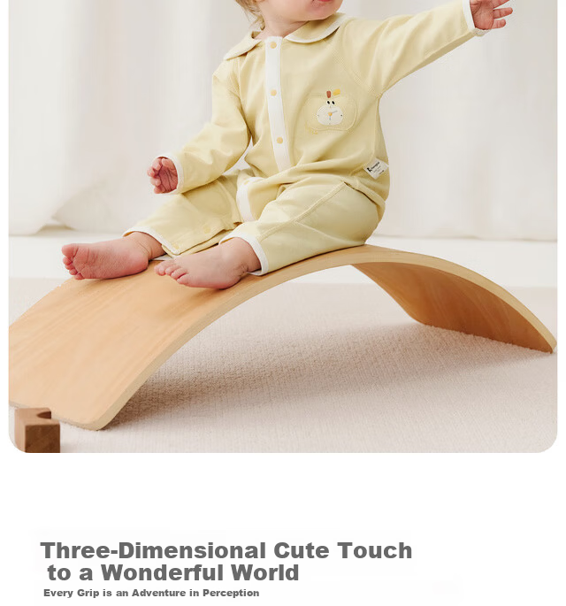 TONGTAI Baby Romper Spring and Autumn Pure Cotton Newborn Outing Lapel Jumpsuit Yellow 59cm 12