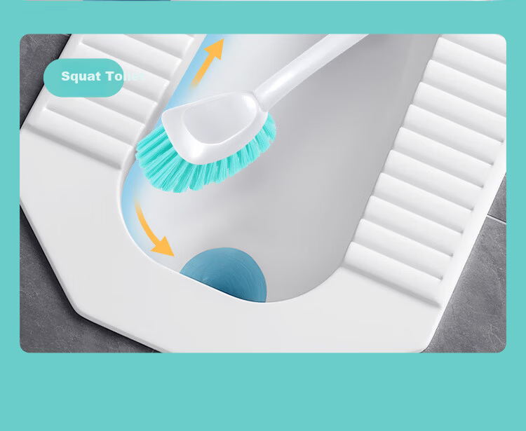 Meiliya Toilet Brush with Long Handle, Soft Bristles, Wall-Mountable, No Dead Angle Cleaning, Bathroom Squat Toilet Cleaner 5