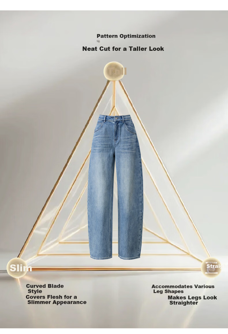 ESE-Y Relaxed Hip-Covering Pants 2026 Spring New High-Waist Shaped Curved Blade Denim Wide-Leg Scythe Pants Light Blue 28 11