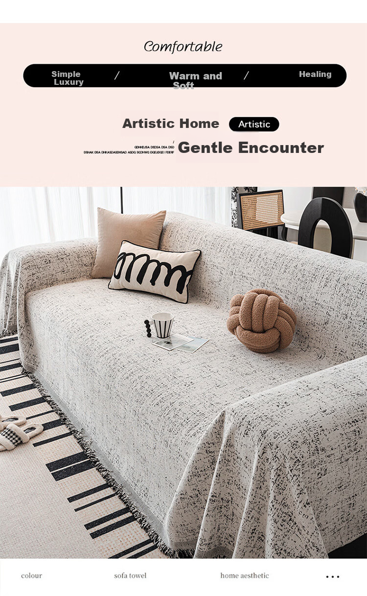 AVIVI Chenille Sofa Cover, All-Season Non-Slip Sofa Pad, Full Coverage Throw Blanket, 180*380 Cm, Xingma 8