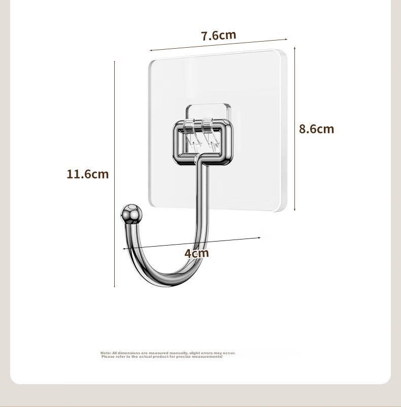Baicaoyuan Strong Adhesive Hook Heavy Duty No Drilling Large Thickened Curved Hook Wall Mount Removable for Dormitory 17