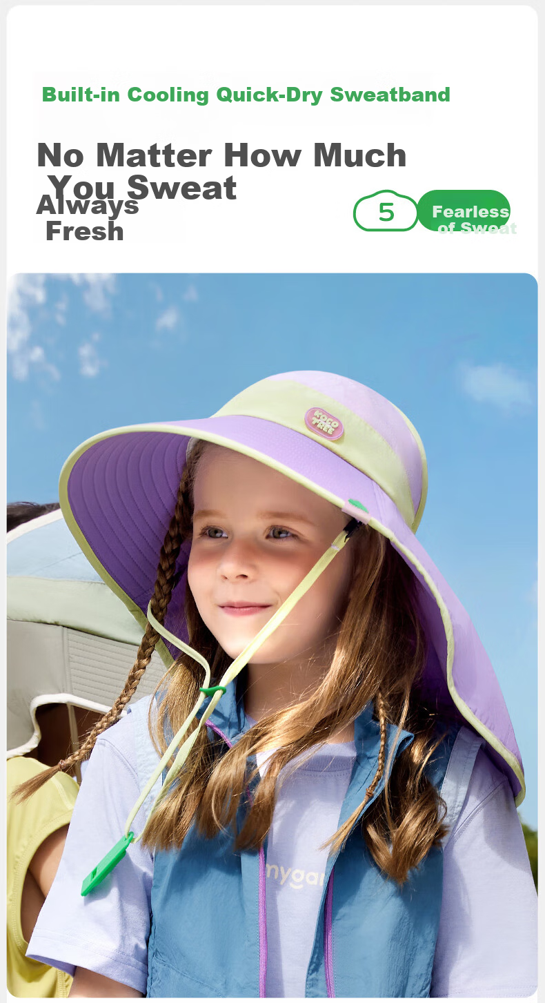Kocotree KK Tree Kids Sun Protection Hat UV Protection Genuine Yarn Breathable Wide Brim Summer Sun Hat for Boys and Girls 14