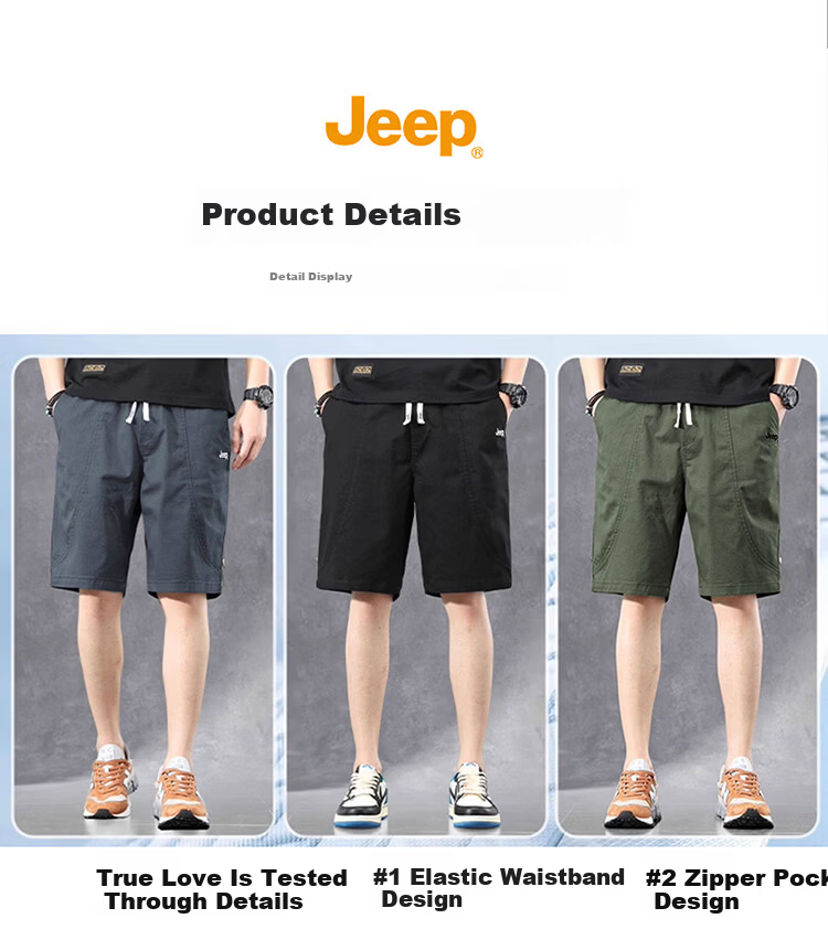 JEEP Men's Summer Loose Fit Dark Gray Cargo Shorts, Size M 3