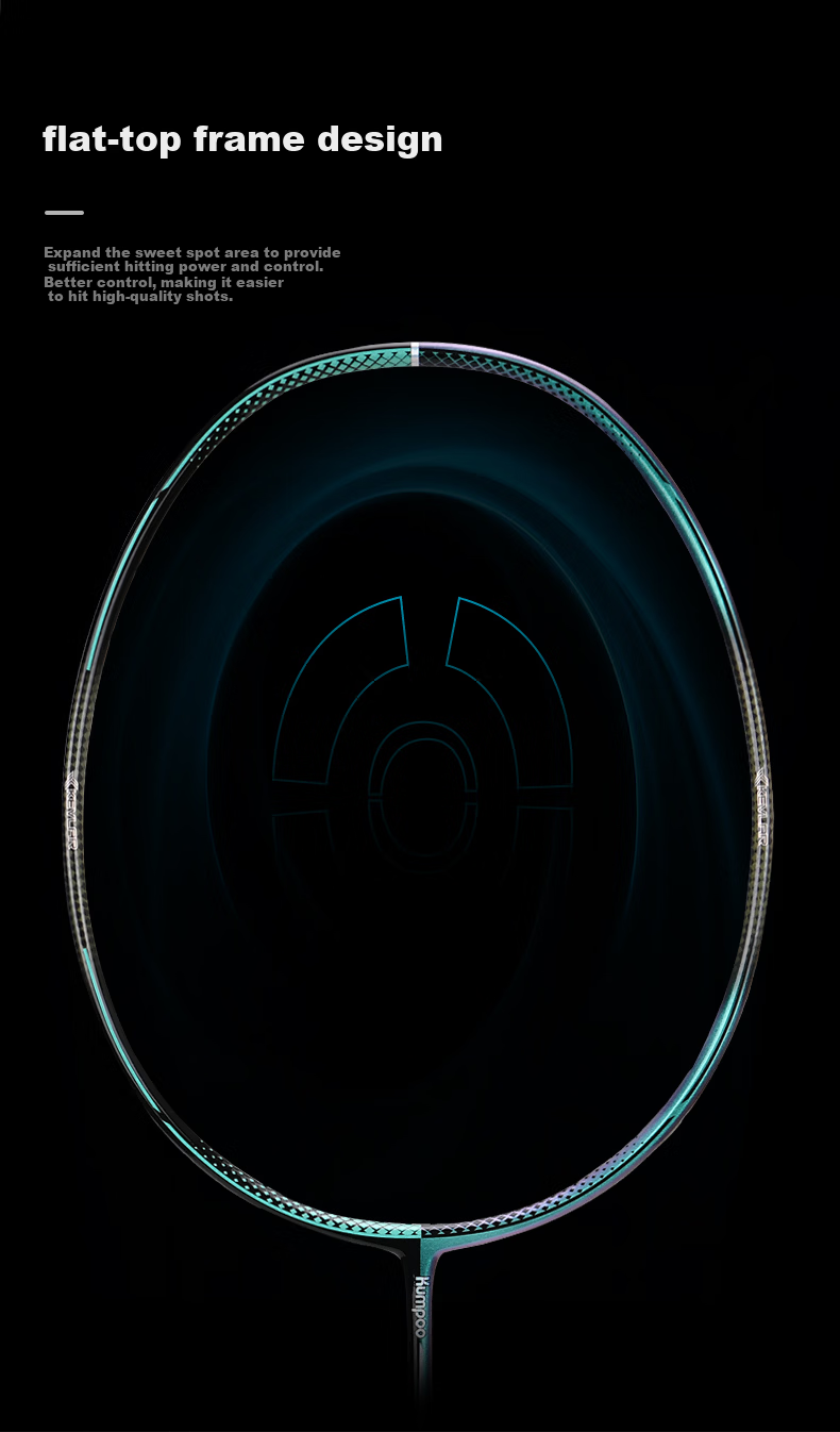KUMPOO Badminton Racket, Full Carbon Ultra-Light Durable All-Round Model, Xunfeng Deep Forest, Midsummer Green And White String 9