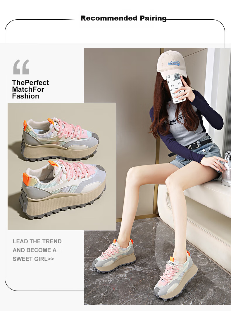 CARTELO Women's Casual Shoes Spring Colorblock Thick Sole Lightweight Sports Sneakers 1689 Gray Size 40 1