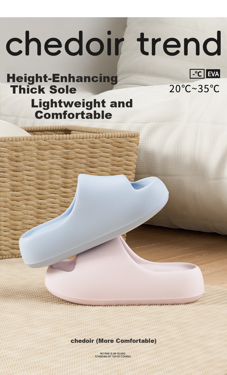 Chedoir Chubby Platform Thick-Soled Slippers for Women 2026 Summer New Indoor Comfortable EVA Sandals for Outdoor Wear 1