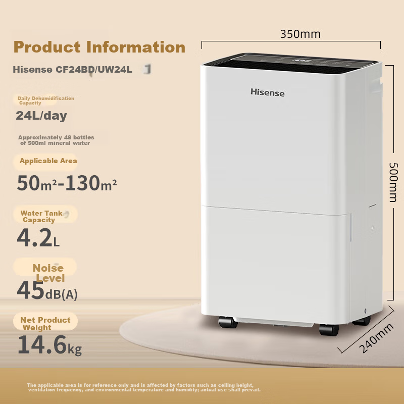 Hisense Dehumidifier 24L/Day 130㎡ Home Quiet Clothes Drying Dehumidifier WIFI Remote Control Large Area Bedroom CF24BD/UW