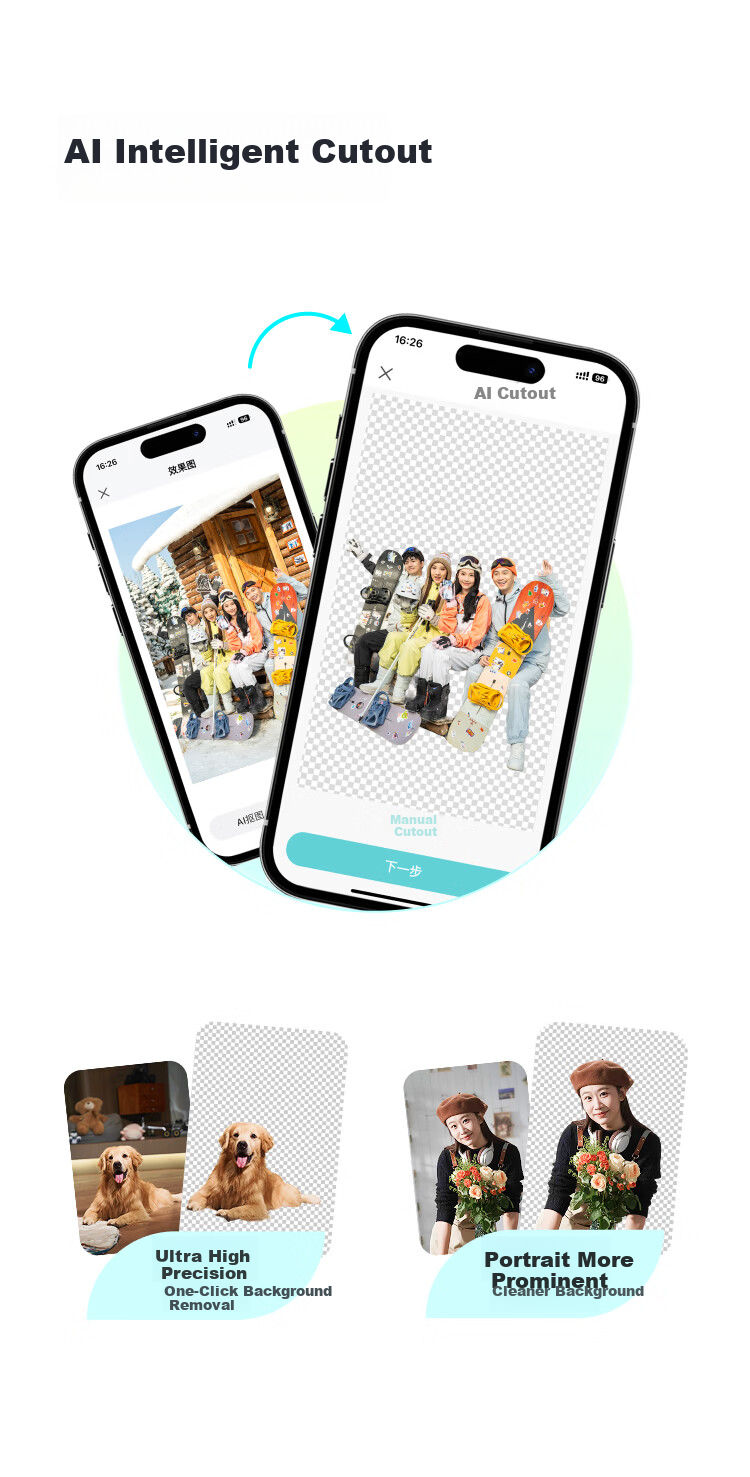 Jiyin AI Sticker Photo Printer All-in-One S1 AI Background Removal Auto Cropping AI Creative Raw Image Auto Laminating High-Definition Sticker Photo Printer 7