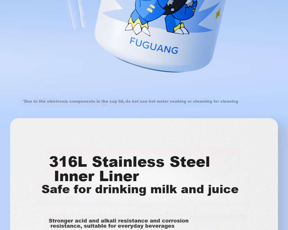 Fuguang Large Capacity Insulated Water Bottle, 316L Stainless Steel, with Straw, Portable, for Female College Students, Trendy Dual-Use Cup 13