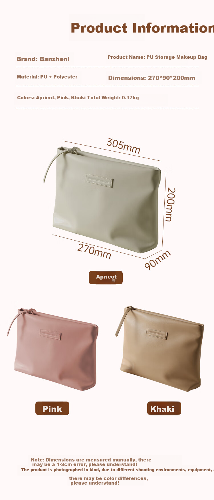 Banjeni Travel Makeup Bag Large Capacity Portable Handheld Cosmetic Organizer with Compartments for Men and Women Luggage Pouch 1