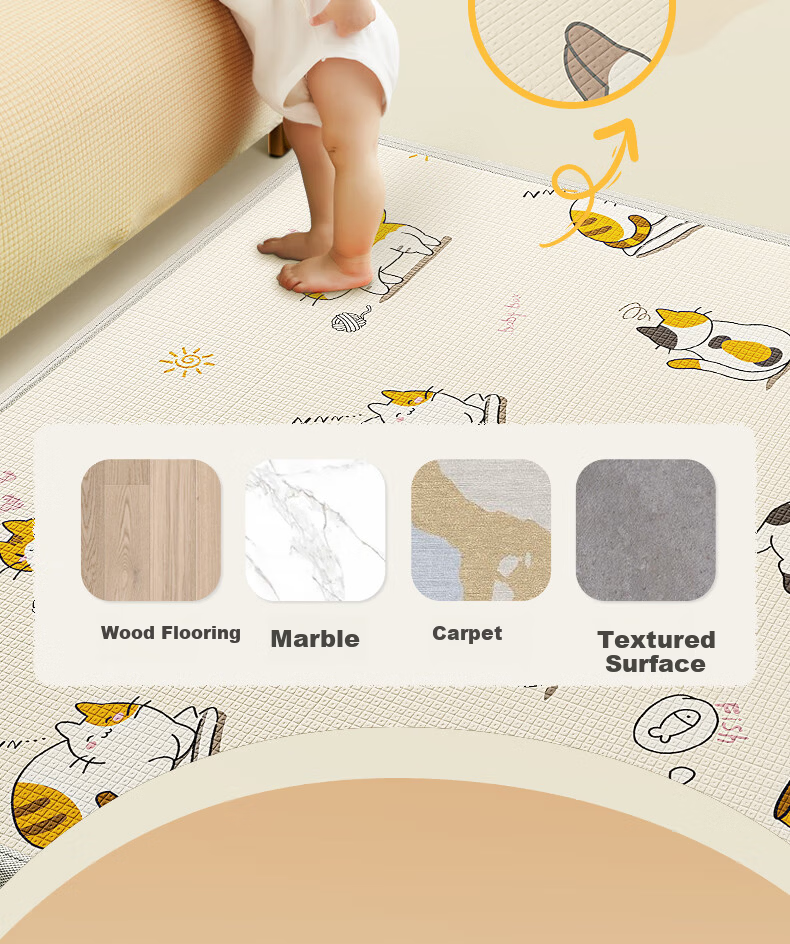 Beiboshi Babybox Cat Paw XPE Crawling Mat Double-Sided Home Floor Mat PX29A 17