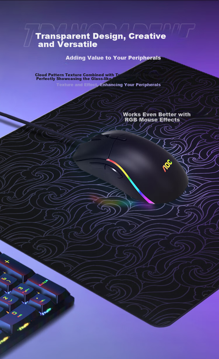 AOC Gaming Mouse Pad, Thickened Non-Slip Edge-Locked, 350*300*4mm, Cross Pattern Base, M13293, Jiaji Cloth, without Support 3
