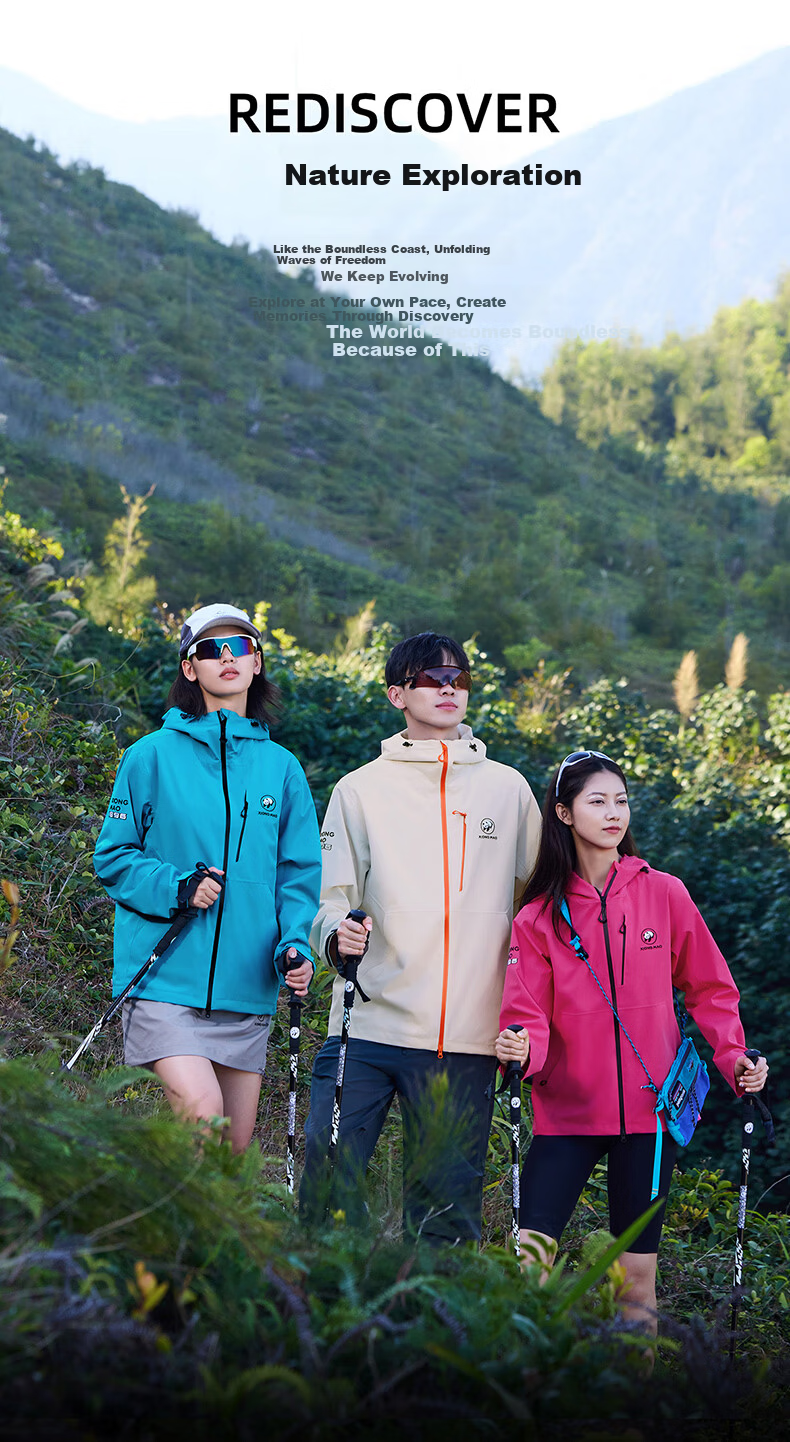 CAMEL Waterproof Breathable Hardshell Hiking Sports Single-Layer Windbreaker Women's Jacket A25BA6LB116, Salt Spray Blue, S 19