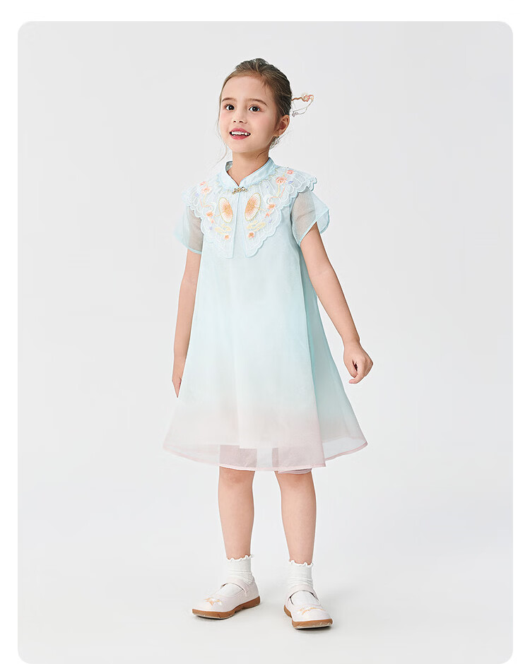 Balabala Girls Dress Children's Summer 2025 New Chinese Style Qipao Dress [Mall Same Style] 202225111035 16