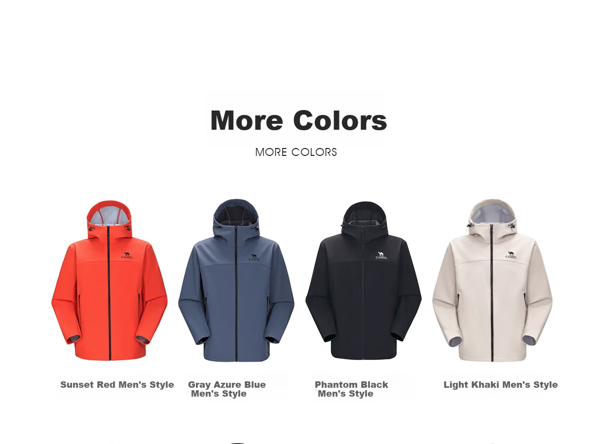 CAMEL Outdoor Softshell Jacket Women 2025 New Spring Autumn Fleece Windproof Hooded Warm Jacket Men G177 13