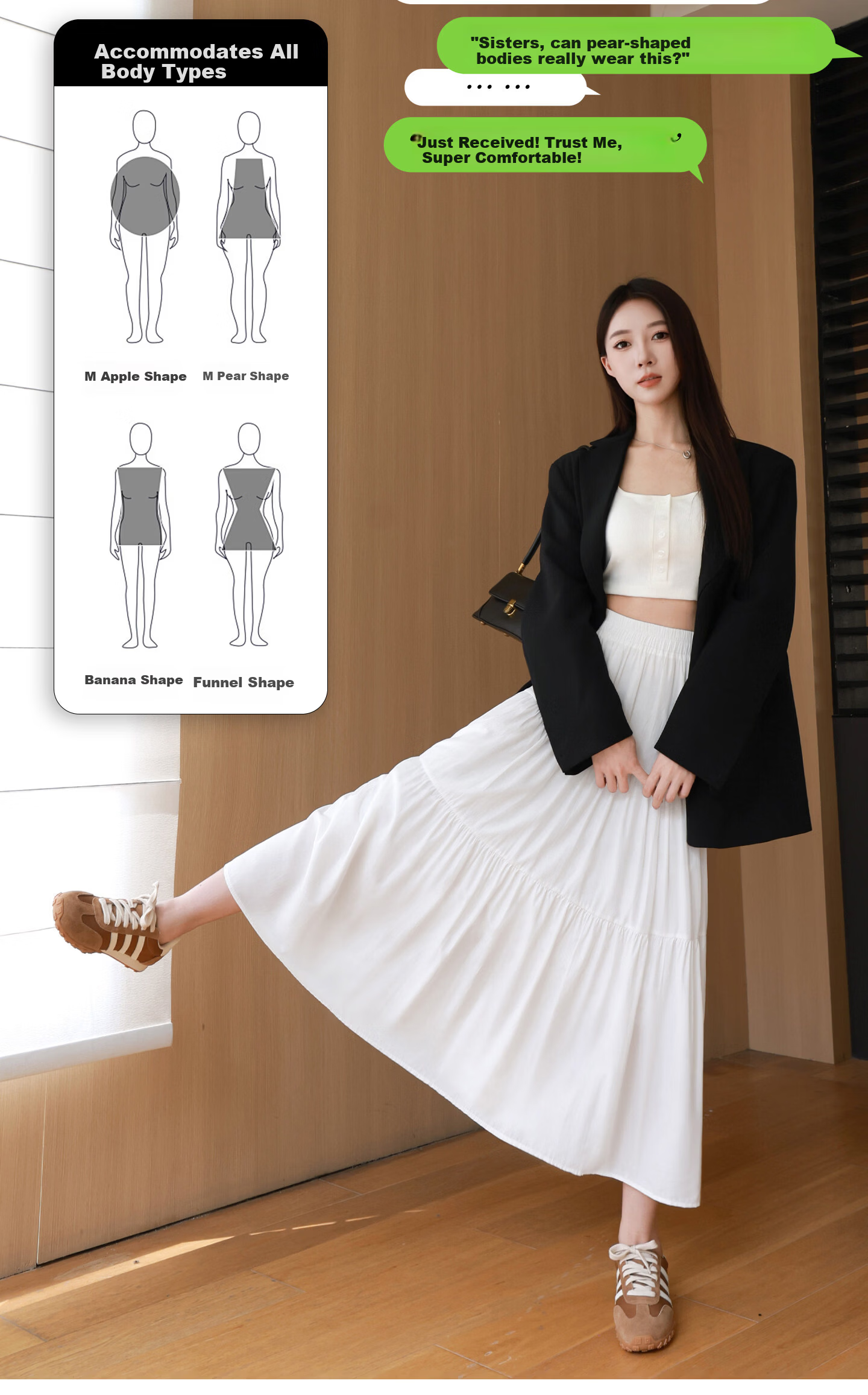 Yishang White High-Waist Slimming A-Line Midi Skirt Women Spring Summer 2026 New French Style Petite Cake Skirt 13