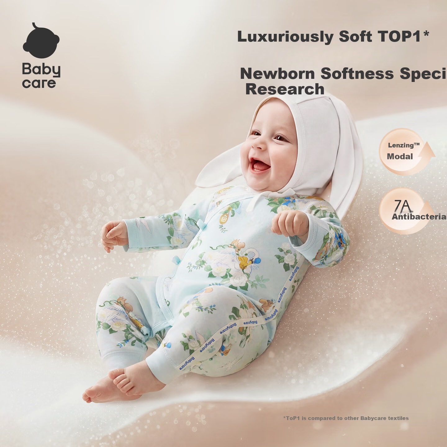Babycare Soft Long Sleeve Romper Baby Jumpsuit Camellia Wind Green [Wrap Style] 52cm