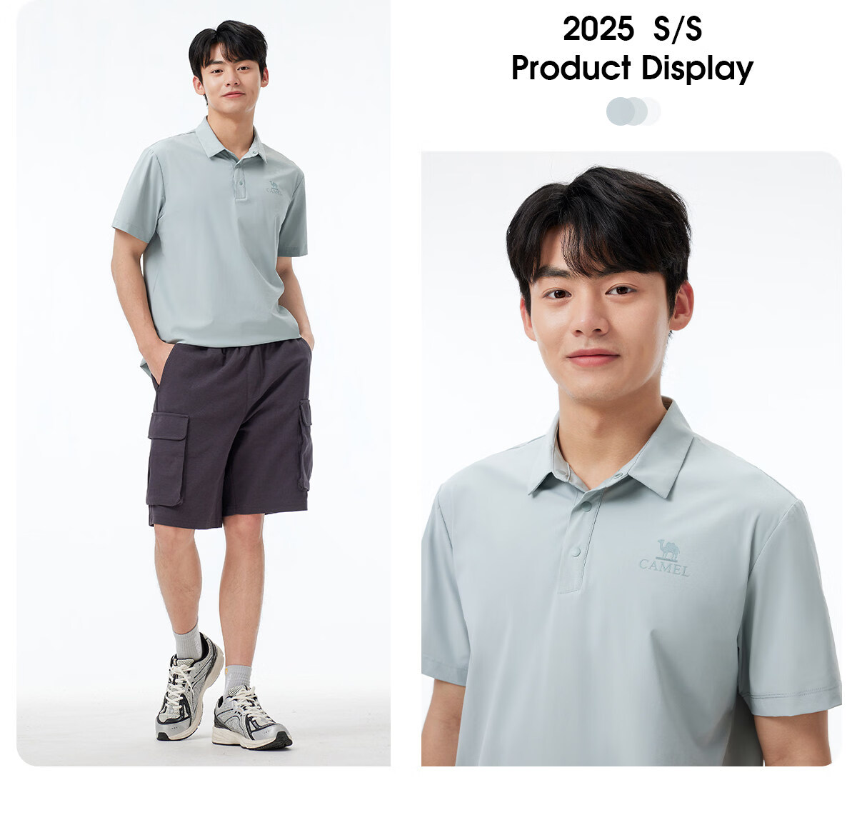 CAMEL Outdoor Quick-Dry Short Sleeve Polo Shirt Ice Cooling Wrinkle-Resistant Breathable Sweat-Absorbing Sports Sun Protection Top A25BZ01059 20